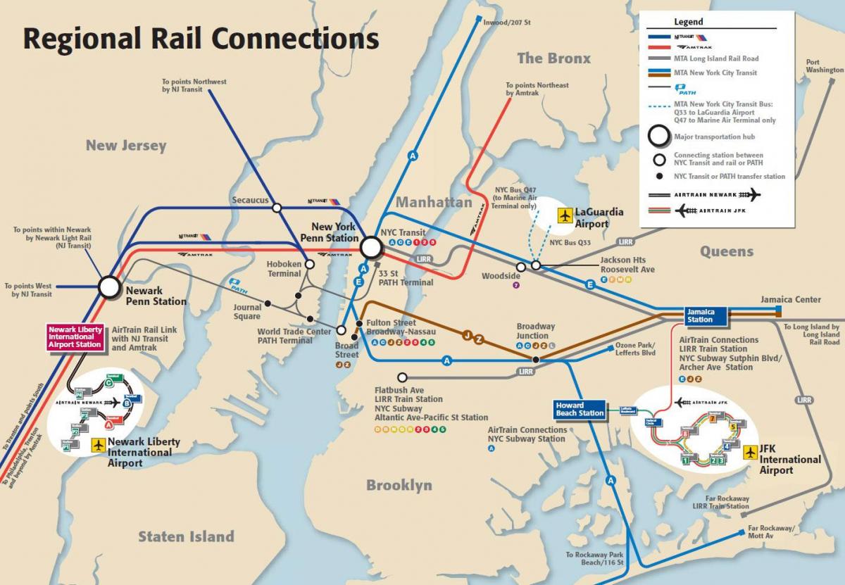 JFK a Manhattan metro mapa