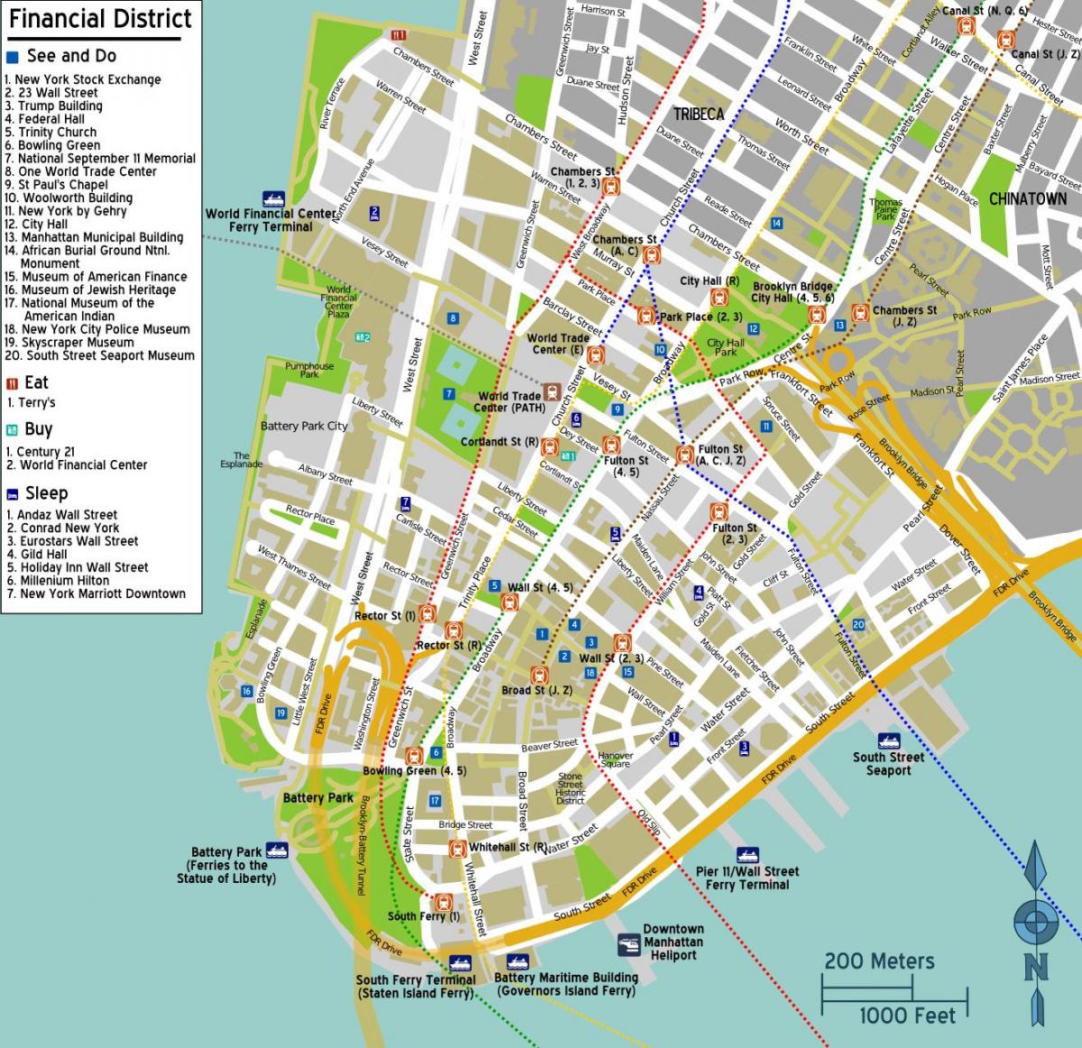 mapa del centre de Manhattan a nova york