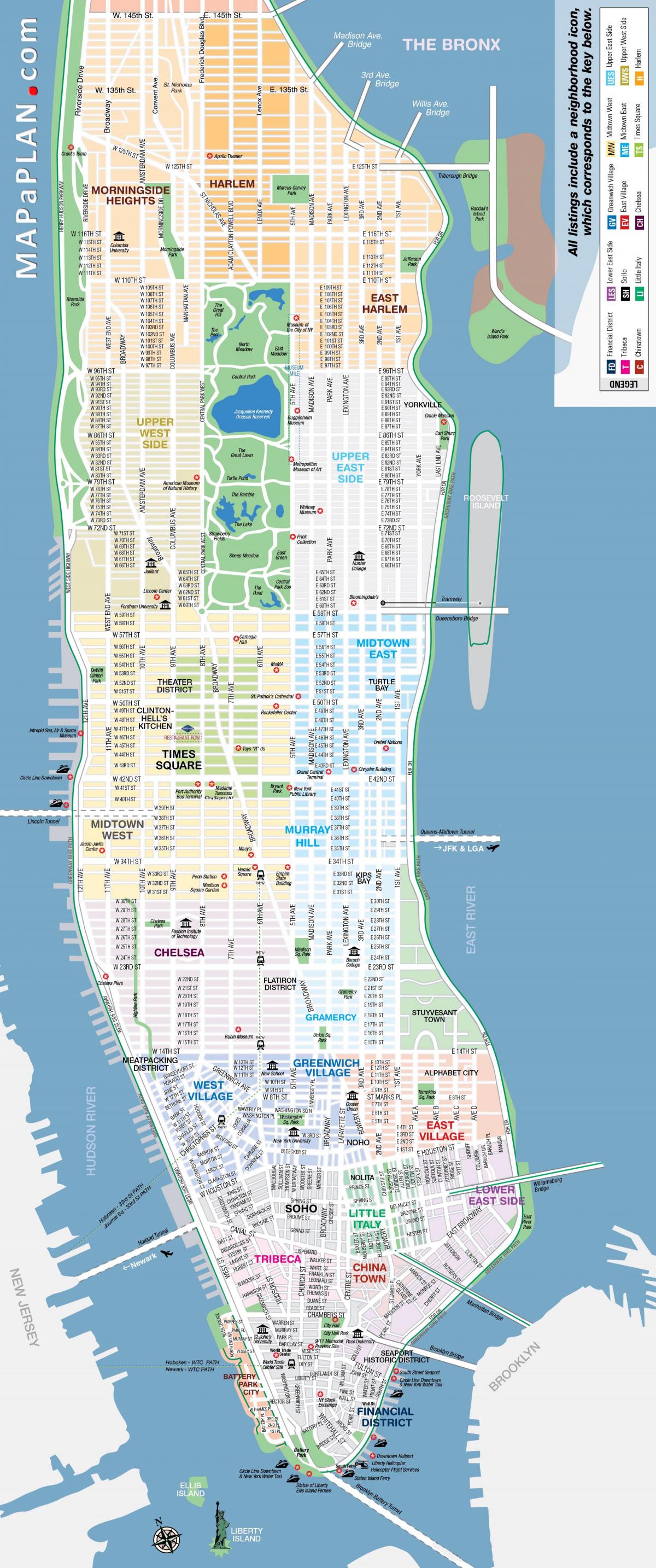 lliure imprimir mapa de Manhattan de nova york