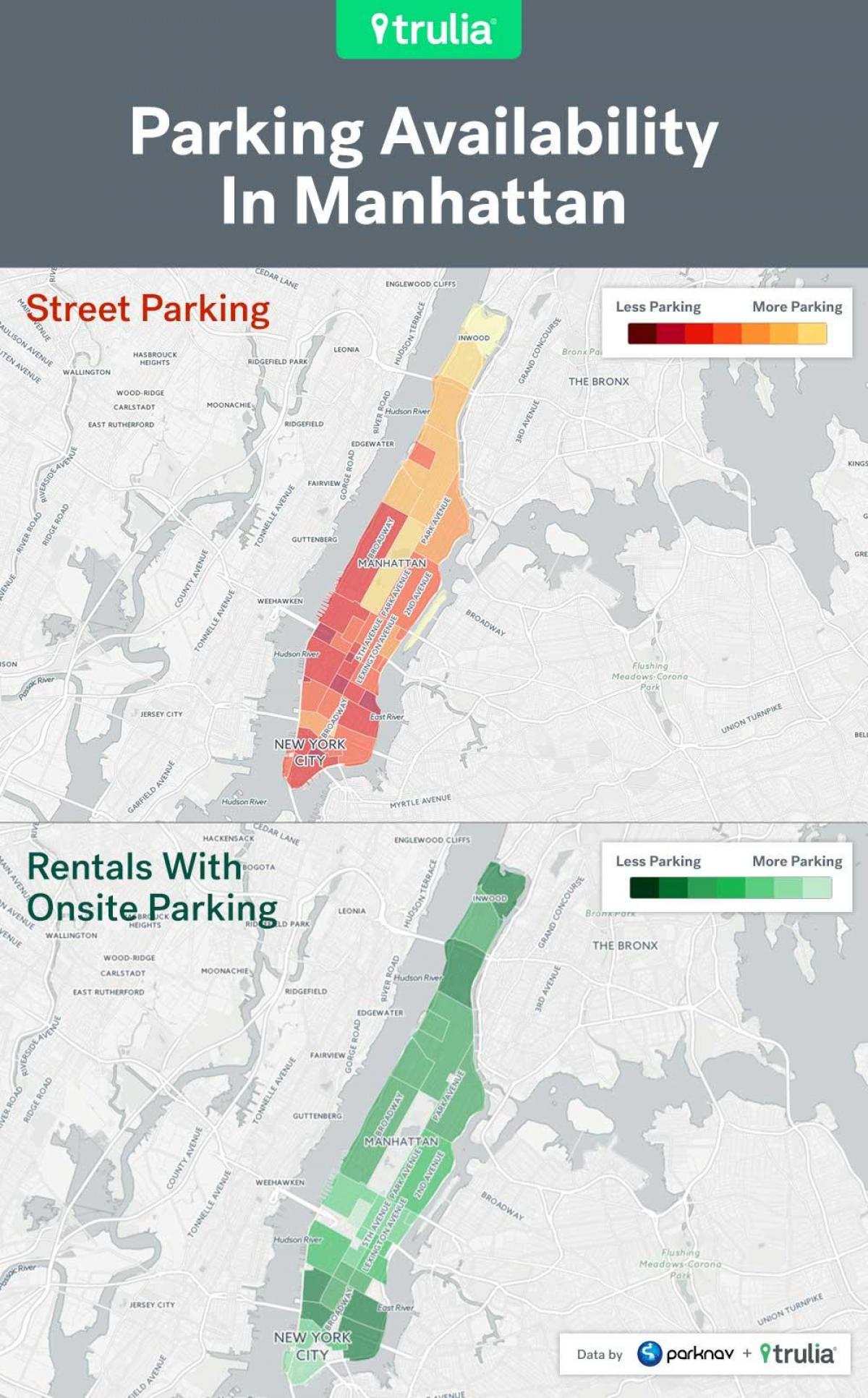 Nova york aparcament al carrer mapa Manhattan