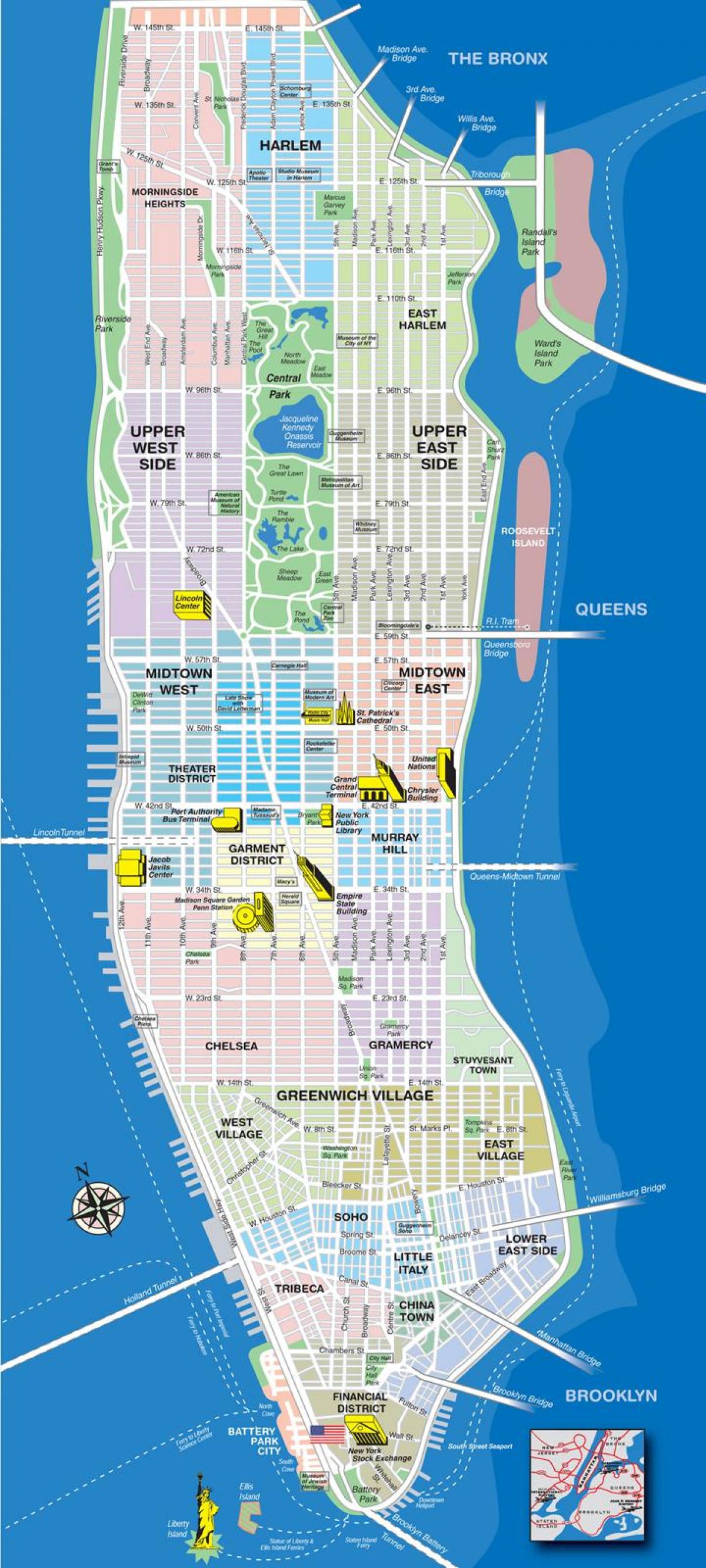 mapa de les avingudes de Manhattan