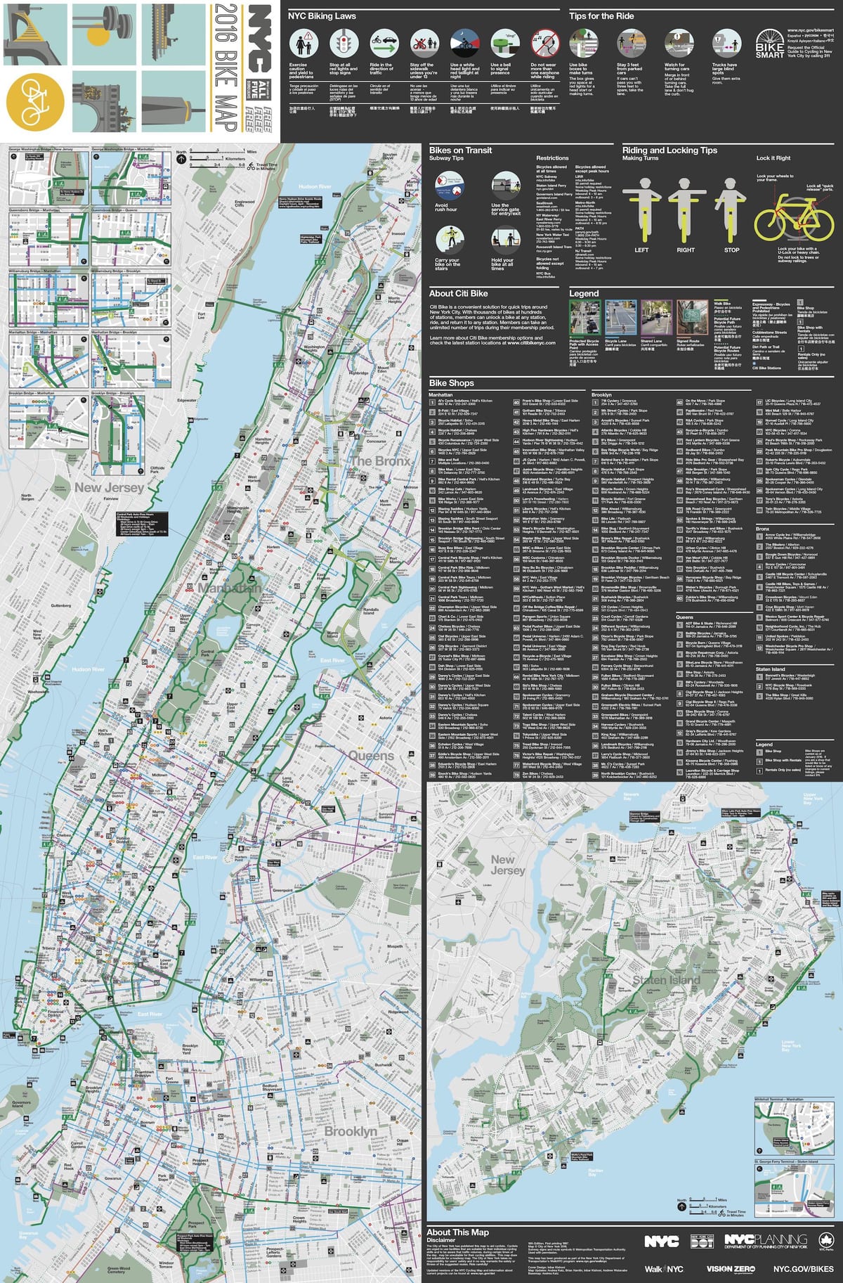 Manhattan ciclisme mapa