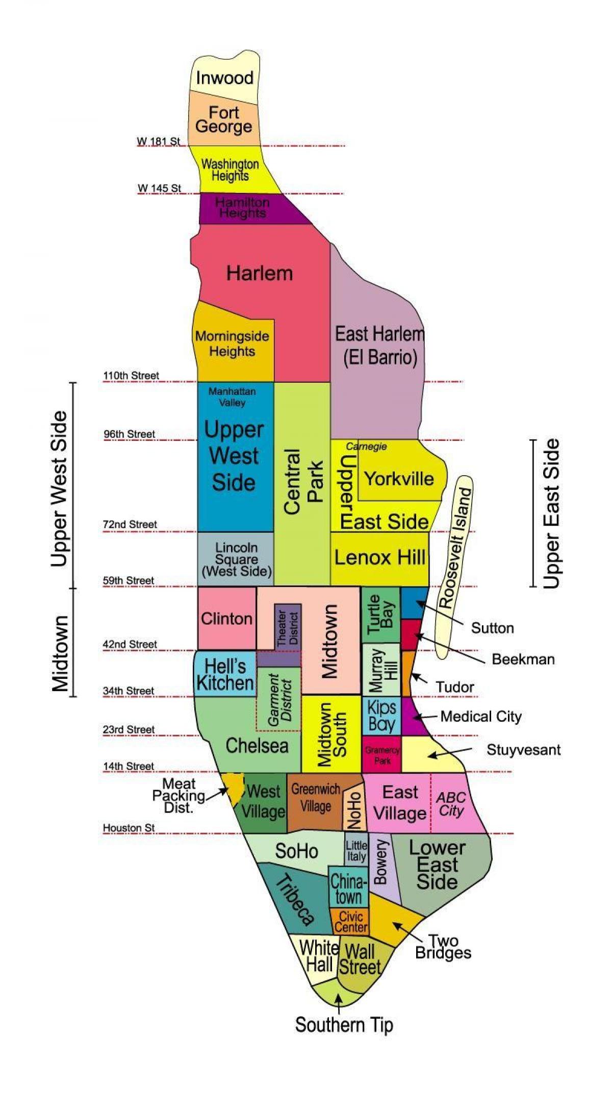 mapa de Manhattan boroughs