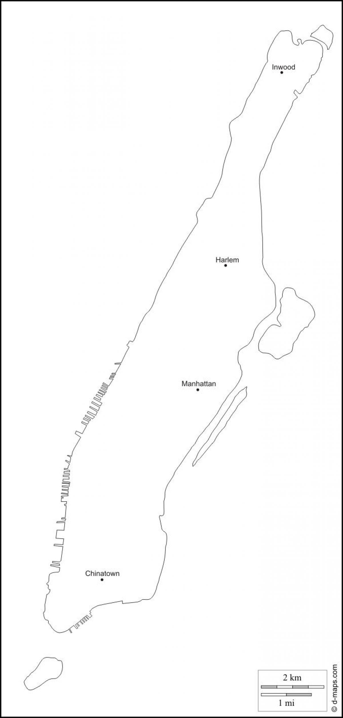 en blanc mapa de Manhattan