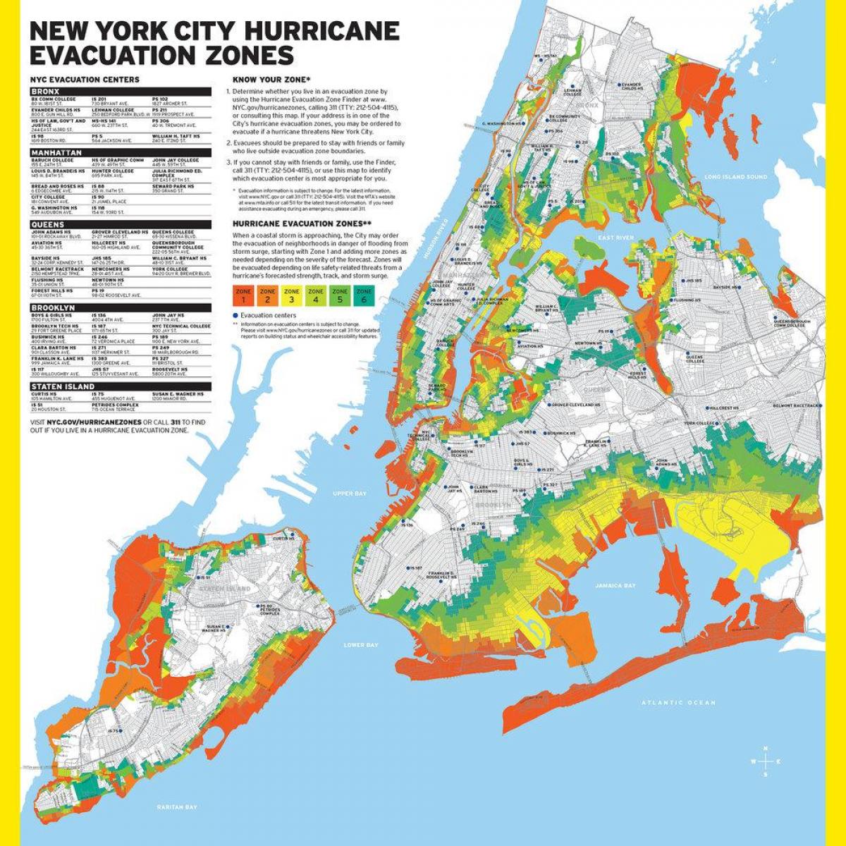 Manhattan inundació de la zona mapa