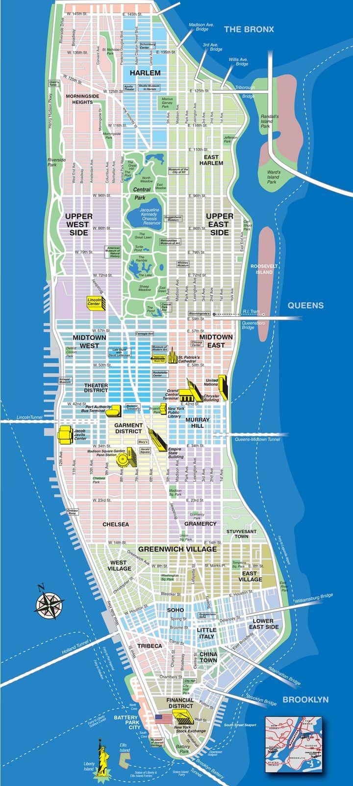 mapa de l'illa de Manhattan