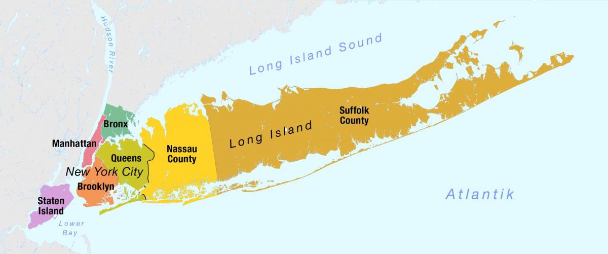 mapa de Nova York de Manhattan i long island