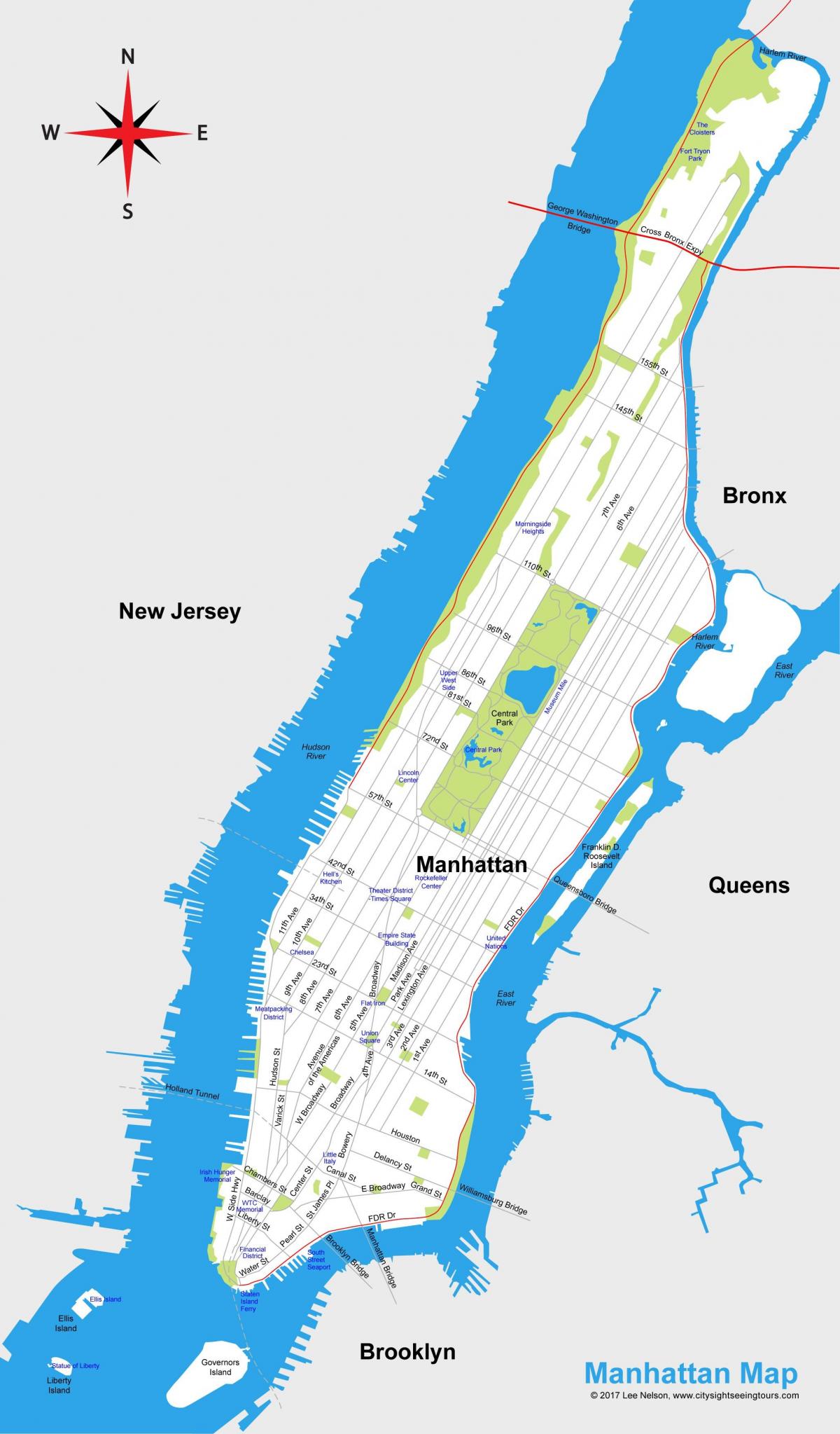 Manhattan mapa de la ciutat imprimible