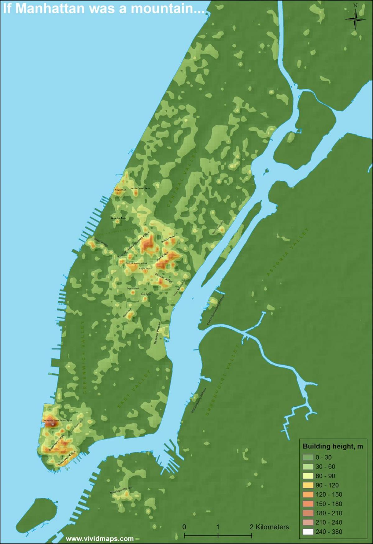 mapa de Manhattan topogràfic
