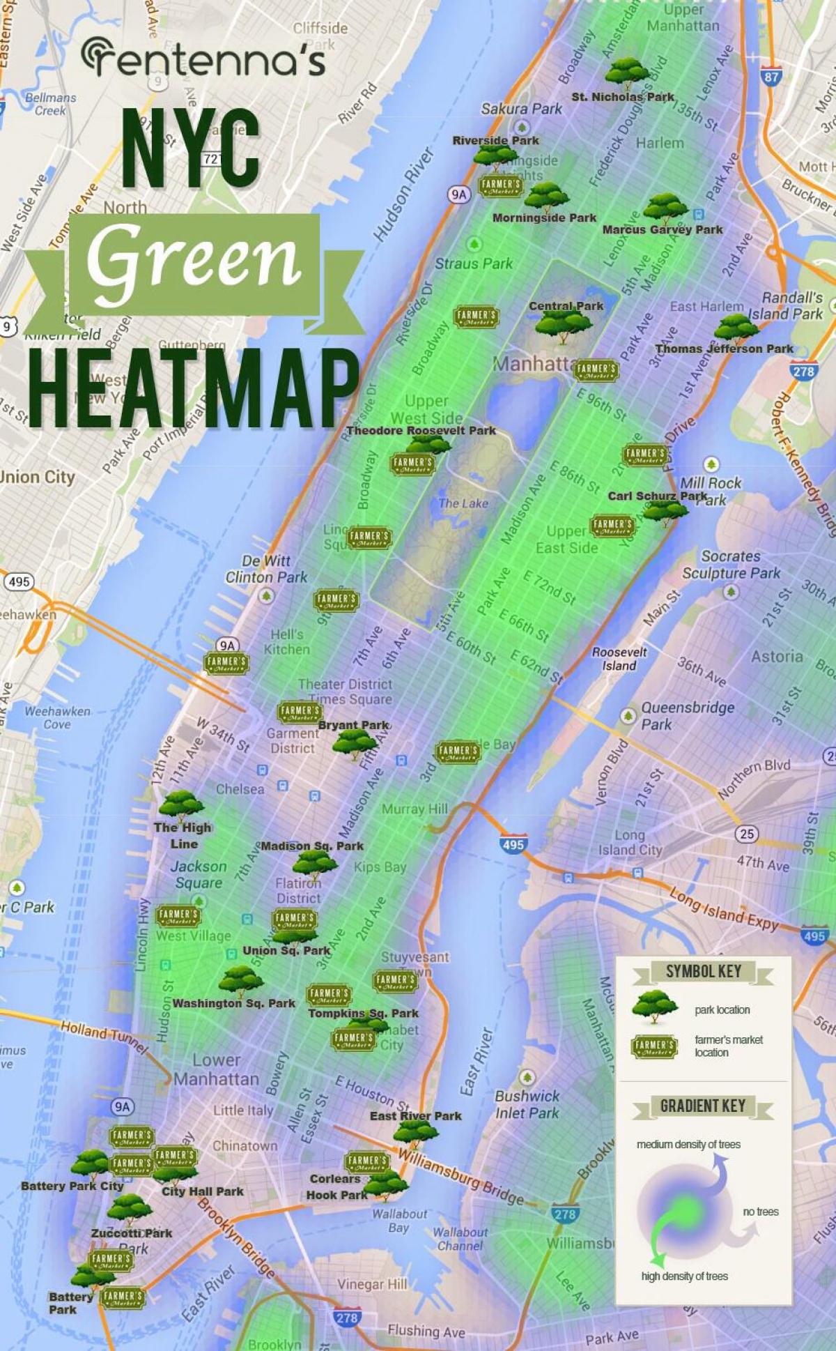 mapa de Manhattan parcs
