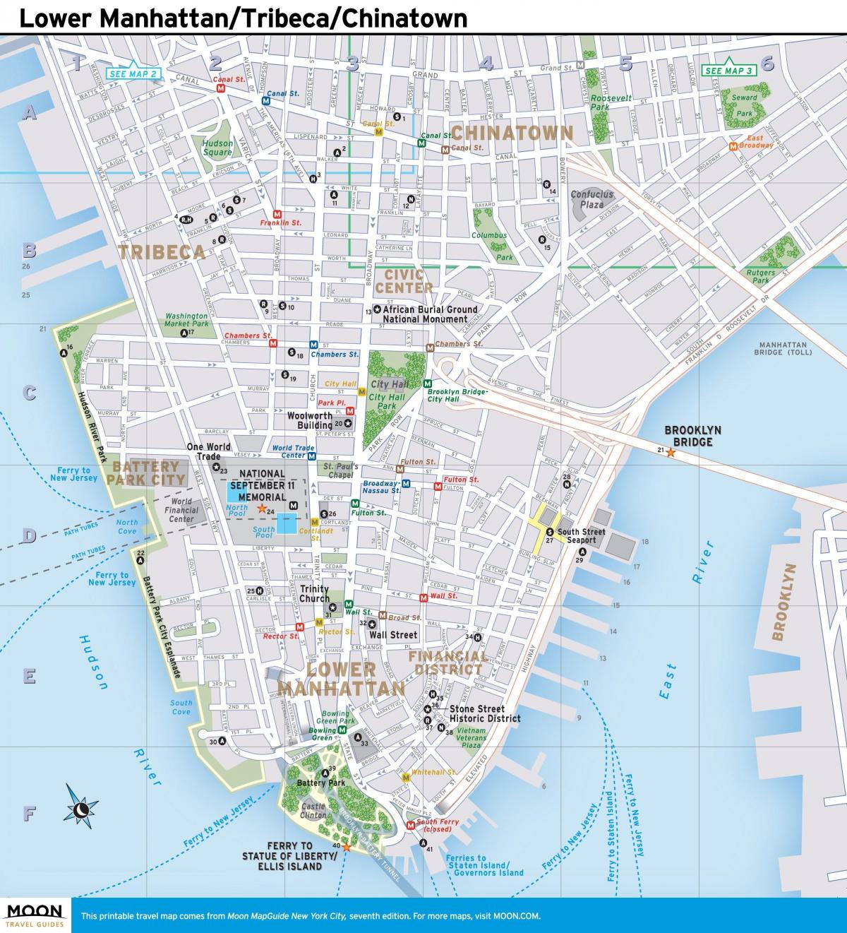 mapa de la part baixa de Manhattan de nova york