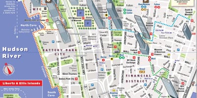 La part baixa de Manhattan mapa turístic