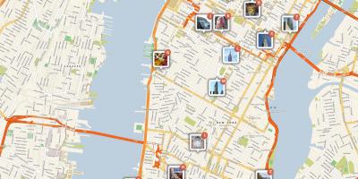 Mapa de Manhattan mostrant atractius turístics