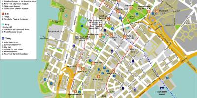 Mapa de la part baixa de Manhattan amb noms de carrers