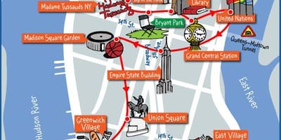 Midtown Manhattan atraccions mapa