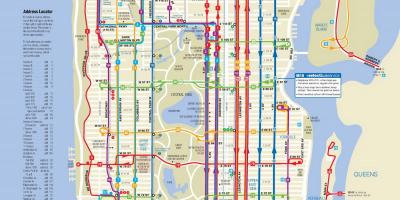 Manhattan autobús mapa amb les parades